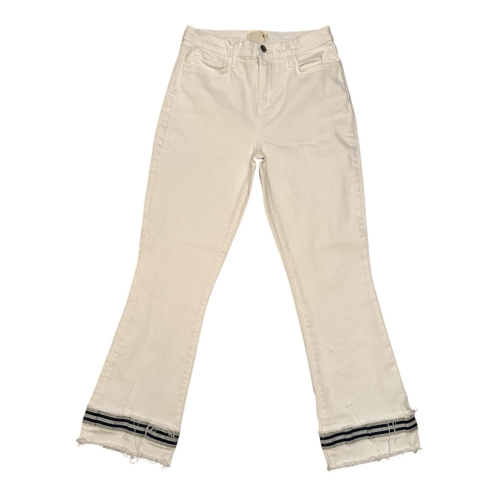 L'AGENCE white Flare Jeans with Black Trim size 26